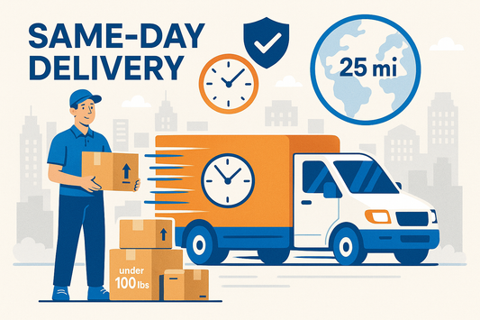 Fast and reliable same-day delivery for packages under 100 lbs within a 25-mile radius. Ideal for urgent business or personal shipments.