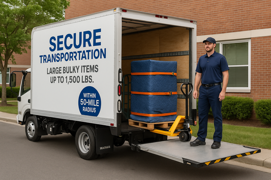 Transportation of large or bulky items (up to 1,500 lbs) within 50 miles. Includes secure tie-down and liftgate support if needed.